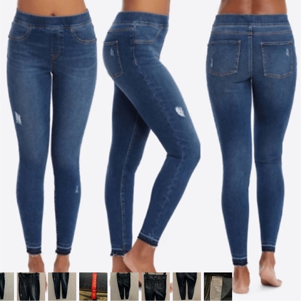 Spanx Small Distressed Pull On Jeans